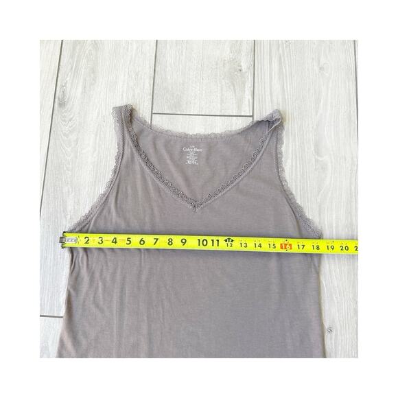 Calvin Klein Tank Top Y2K Lace Trim 90s Fairy Grunge Layering Gray Size Large - Picture 5 of 6